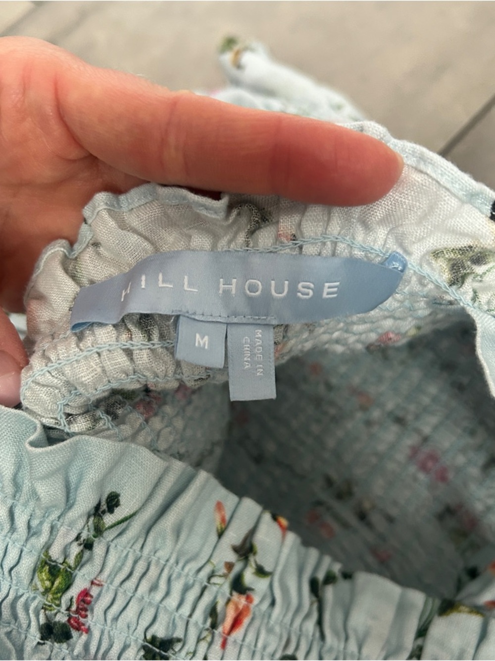 Hill House La Paz blue floral linen skirt and tank set ruffle small - Picture 5 of 7